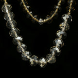 Luxury Crystal Faceted Necklace Gold & Gray NWOT