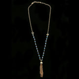 Luxury Crystal Y-Necklace Gold/Blue NWOT