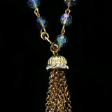 Luxury Crystal Y-Necklace Gold/Blue NWOT