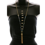 Luxury Crystal Y-Necklace Gold/Blue NWOT