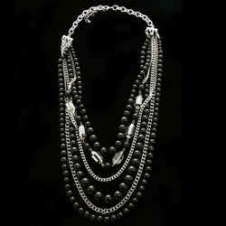Luxury Crystal Necklace Silver/Black NWOT