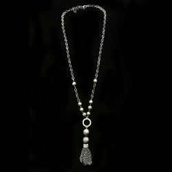 Luxury Crystal Y-Necklace Gunmetal/Dark-Silver NWOT