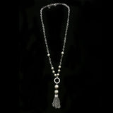 Luxury Crystal Y-Necklace Gunmetal/Dark-Silver NWOT
