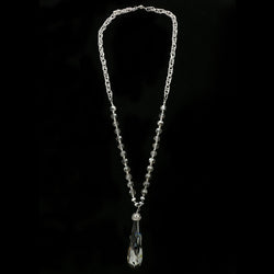 Luxury Crystal Y-Necklace Silver/Dark-Silver NWOT