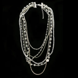 Luxury Crystal Faceted Necklace Silver & Gray NWOT