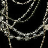 Luxury Crystal Faceted Necklace Silver & Gray NWOT