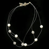 Luxury Pearl Crystal Necklace Gold & White NWOT