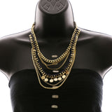 Luxury Leather Strand Hammered Finish Necklace Gold & Blue NWOT