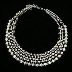 Luxury Prizmatic Crystals Necklace Silver NWOT