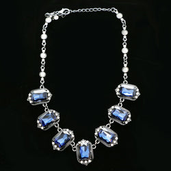 Luxury Crystal Necklace Gunmetal/Blue NWOT