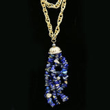 Luxury Crystal Shells Necklace Gold & Blue NWOT