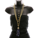 Luxury Crystal Shells Necklace Gold & Blue NWOT