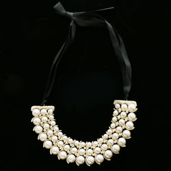 Luxury Crystal Pearl Necklace Gold & Black NWOT