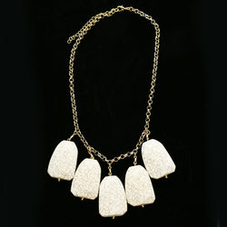 Luxury Semi-Precious Necklace Gold/White NWOT