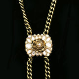 Luxury Crystal Flower Y-Necklace Gold NWOT