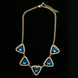 Luxury Crystal Necklace Gold/Blue NWOT