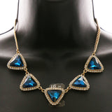 Luxury Crystal Necklace Gold/Blue NWOT