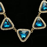 Luxury Crystal Necklace Gold/Blue NWOT