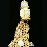 Luxury Crystal Leaf Necklace Gold & Green NWOT