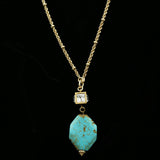 Luxury Crystal Semi-Precious Necklace Gold & Blue NWOT