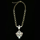 Luxury Crystal Y-Necklace Gold/White NWOT