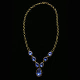 Luxury Crystal Y-Necklace Gold/Blue NWOT
