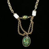 Luxury Crystal Y-Necklace Gold/Green NWOT