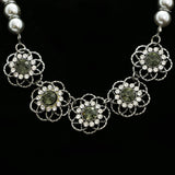 Luxury Crystal Flower Necklace Gunmetal & Gray NWOT