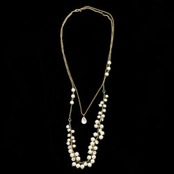 Luxury Pearls Crystal Necklace Gold & White NWOT