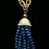 Luxury Faceted Beads Crystal Y-Necklace Gold & Blue NWOT