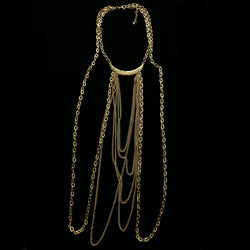 Luxury Hammered Finish Long Dangle Y-Necklace Gold NWOT