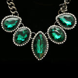Luxury Crystal Necklace Gunmetal/Green NWOT