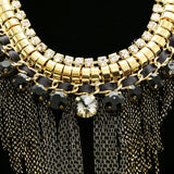 Luxury Crystal Necklace Gold/Black NWOT