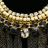 Luxury Crystal Necklace Gold/Black NWOT