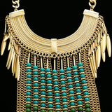 Luxury Long Dangle Necklace Gold/Blue NWOT