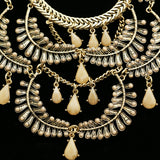 Luxury Faceted Leaf Necklace Gold & Pink NWOT
