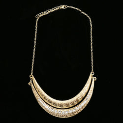 Luxury Textured Finish Crystal Necklace Gold NWOT