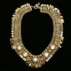Luxury Crystal Pearl Necklace Gold NWOT