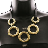 Luxury Hammered Finish Leather  Necklace Gold & Black NWOT