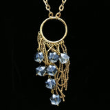 Luxury Faceted Y-Necklace Gold/Blue NWOT