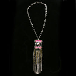 Luxury Crystal Y-Necklace Gunmetal/Pink NWOT