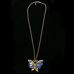 Luxury Butterfly Necklace Gold/Blue NWOT