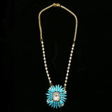 Luxury Crystal Necklace Gold/Blue NWOT