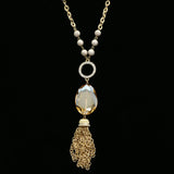 Luxury Crystal Y-Necklace Gold/Orange NWOT