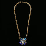 Luxury Crystal Necklace Gold/Blue NWOT