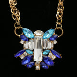 Luxury Crystal Necklace Gold/Blue NWOT