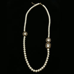 Luxury Crystal Pearl Necklace Gold & White NWOT