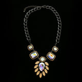 Luxury Crystal Necklace Gunmetal/Peach NWOT