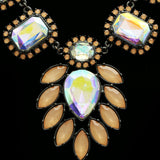 Luxury Crystal Necklace Gunmetal/Peach NWOT