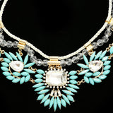 Luxury Crystal Necklace Gold/Blue NWOT